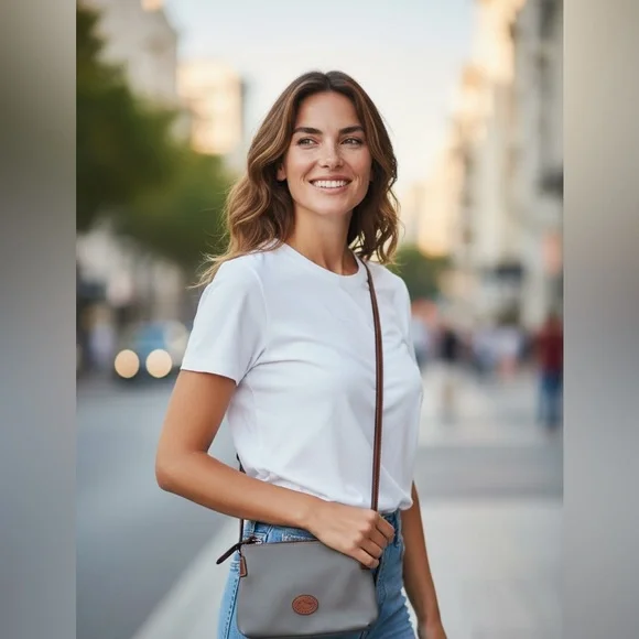 Dooney & Bourke Gray Canvas Pouchette Crossbody NWT - Picture 1 of 13